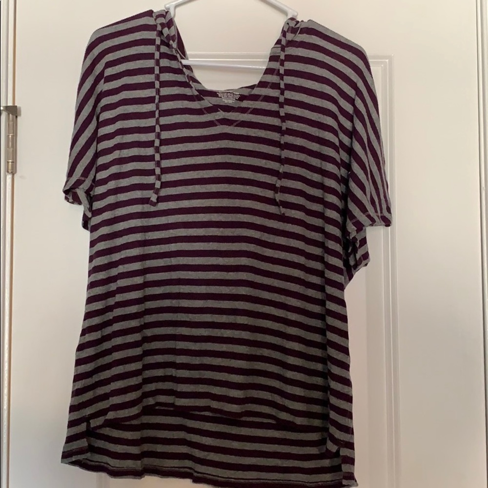 Purple and Gray Short Sleeve Hoodie